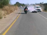 Motocyklista cudem uniknął śmierci na drodze