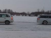 Subaru vs Lada Kalina (in the snow) 