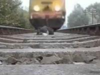 Koleś nagrywa swoje leżenie pod jadącym pociągiem!!