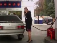 Russian Women at the wheel 2015 p 6 - Women at a gas station
