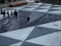 3d street art, bardzo realistyczny obraz na chodniku,mind your step
