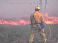 Strażacy ochraniają dom podczas pożaru lasu