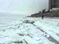 Sounds of frozen sea. Odessa, Ukraine. February 2012