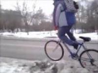 Bike vs Snow Ramp FAIL!