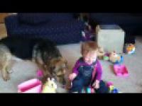 Baby Laughs At Bubble-Eating Dog