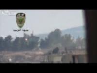 FSA fire a 9K11 ATGM at SAA T55 Al Rastan 