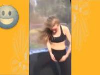Sik w czasie skoków na trampolinie - dziewczyna w szoku