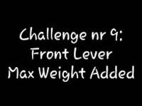 Challenge nr 9: Front Lever Max Weight Added
