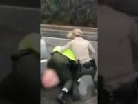 Facet bije policję i kradnie policyjny samochód