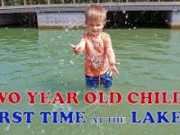 Baby on the lake, Two year old child for the first time at the lake. Vlog Lidi and Tymi SHOW