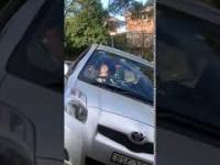 Kobieta parkuje samochód na samochodzie