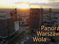 Panorama Warszawy - Wola o zachodzie słońca