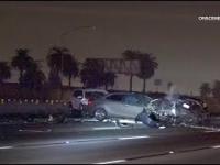 Zderzenie kilku samochodów na autostradzie w Los Angeles