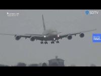 Pilot ląduje A380 podczas mocno porywistego wiatru