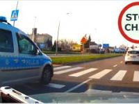 Policja w Łomży wyprzedza na skrzyżowaniu i przed przejściem