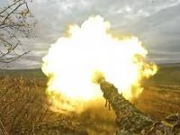 Ukraiński czołg strzela do celu
