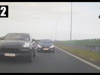 Porsche wyhamowuje kierowcę Kii na autostradzie