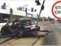 Wypadek Hondy w tramwajem w Szczecinie
