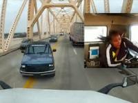 Nagranie z wnętrza ciężarówki, która zaliczyła wypadek na moście